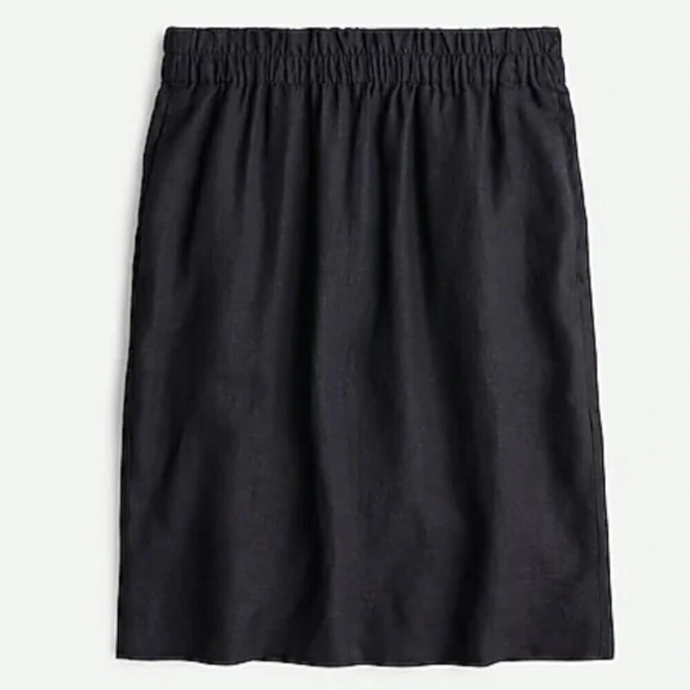NWT J.Crew Black Linen Pull-On Skirt Minimalist Resort Coastal Capsule Office